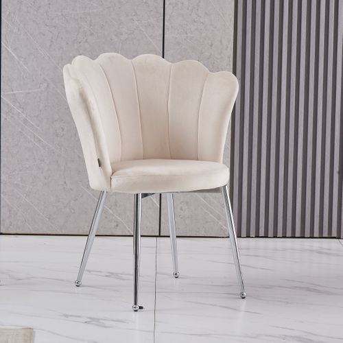 Lot De 2 Chaises Nymphea Pieds Chrome Assise Velours Beige