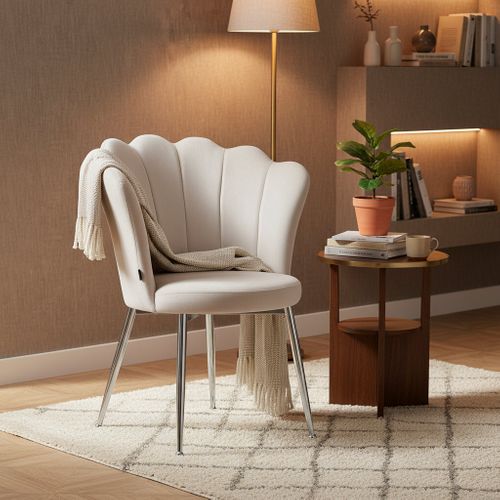 Lot De 2 Chaises Nymphea Pieds Chrome Assise Velours Beige