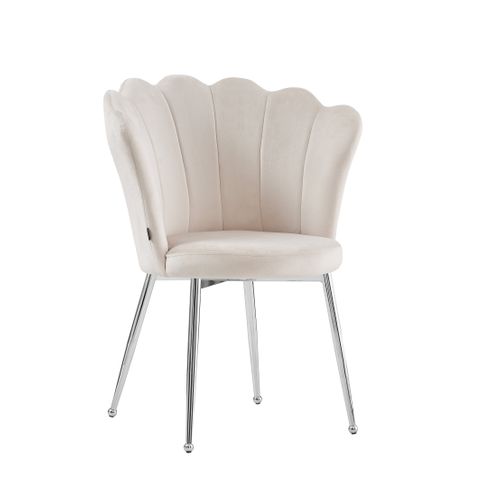 Lot De 2 Chaises Nymphea Pieds Chrome Assise Velours Beige