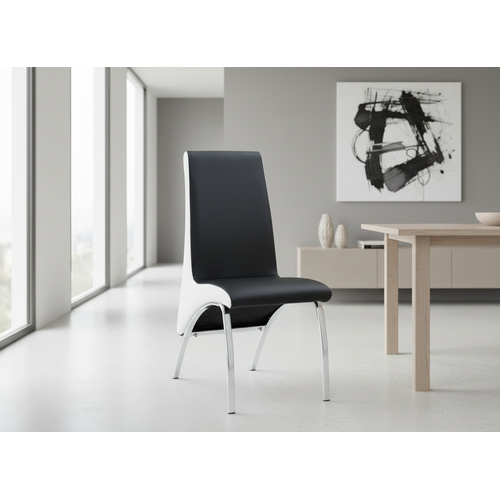 Lot De Chaises Fate Chrome Et Simili Cuir Noir Et Blanc
