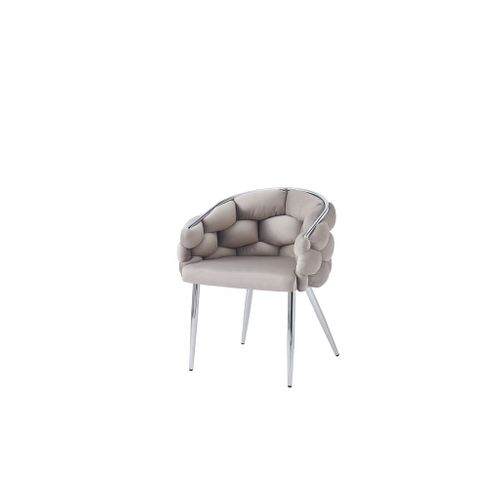 Lot De 2 Chaises Ballon Pieds Chrome Assise En Velours Taupe