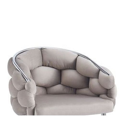 Lot De 2 Chaises Ballon Pieds Chrome Assise En Velours Taupe