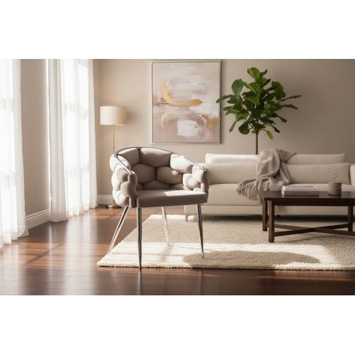 Lot De 2 Chaises Ballon Pieds Chrome Assise En Velours Taupe