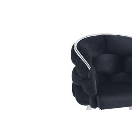 Lot De 2 Chaises Ballon Pieds Chrome Assise En Velours Noir