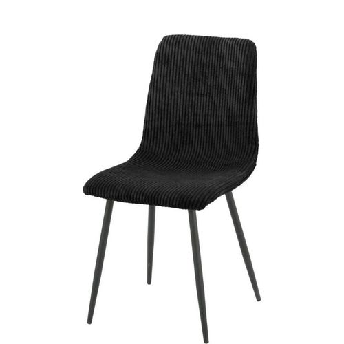 Lot De 4 Chaises Bobby Pieds Métal Noir Assise Velours Côtelé