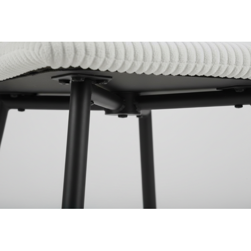 Lot 4 Chaises Salle à Manger Bobby Velours Côtelé Blanc Cassé Pieds Métal Noir 52x44x87cm