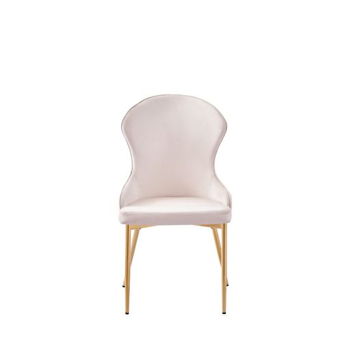 Lot De 2 Chaises Hilton En Velours Beige et Pieds Gold – Style Chic Et Confort Moderne