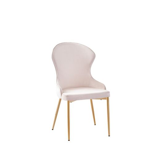 Lot De 2 Chaises Hilton En Velours Beige et Pieds Gold – Style Chic Et Confort Moderne