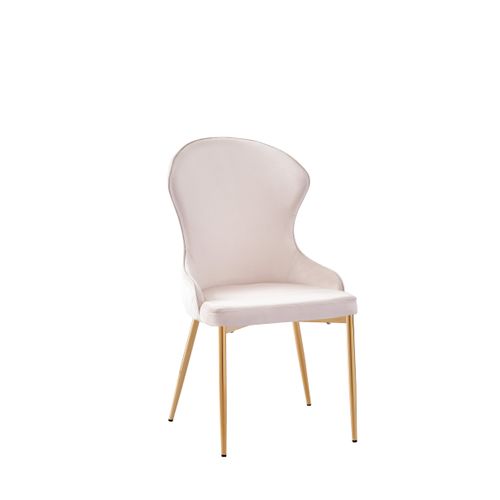 Lot De 2 Chaises Hilton En Velours Beige et Pieds Gold – Style Chic Et Confort Moderne