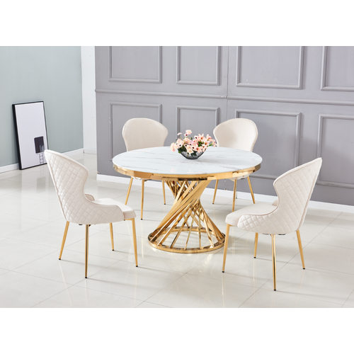 Lot De 2 Chaises Hilton En Velours Beige et Pieds Gold – Style Chic Et Confort Moderne