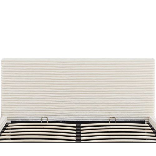 Lit Coffre Maia 160x200cm Velours Côtelé Écru Avec Sommier