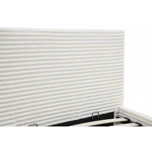 Lit Coffre Maia 90x190cm Velours Côtelé Écru Avec Sommier