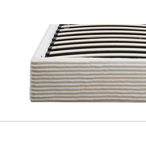 Lit Coffre Maia 90x190cm Velours Côtelé Écru Avec Sommier