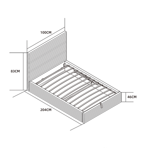 Lit Coffre Maia 90x190cm Velours Côtelé Écru Avec Sommier