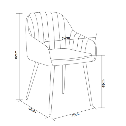 Lot 2 Chaises Salle à Manger Velours Taupe Pieds Métal Noir 45x46x82cm – Pams