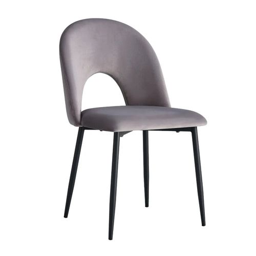 Lot De 4 Chaises Teddy Métal Noir Velours - Anthracite