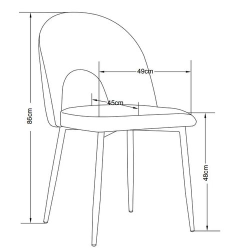 Lot De 4 Chaises Teddy Métal Noir Velours - Anthracite