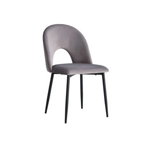 Lot De 4 Chaises Teddy Métal Noir Velours - Anthracite