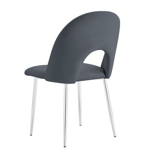 Lot De 4 Chaises Teddy Chrome Velours - Anthracite