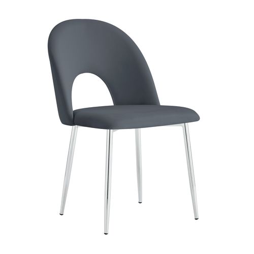 Lot De 4 Chaises Teddy Chrome Velours - Anthracite