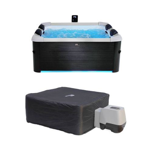 Spa Rigide Oslo Mspa 6 Personnes Gris. 4 Coussins. Bâche Incluse + Housse Thermique. Hydromassages