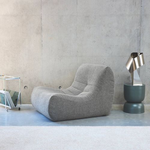 Fauteuil Chauffeuse En Bouclette Texturée Gris Style Contemporain 1 Place
