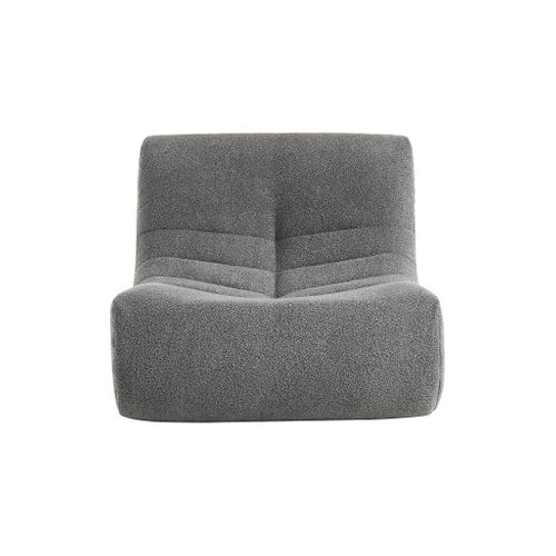 Fauteuil Chauffeuse En Bouclette Texturée Gris Style Contemporain 1 Place
