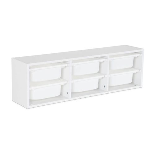 Meuble De Rangement Pour Enfant. Blanc. 6 Bacs En Plastique
