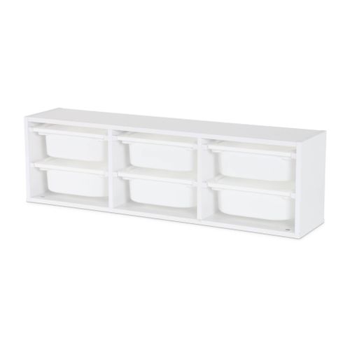 Meuble De Rangement Pour Enfant. Blanc. 6 Bacs En Plastique