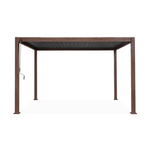 Pergola Bioclimatique Coloris Bois Foncé – Triomphe – 3x4m. Aluminium. à Lames Orientables