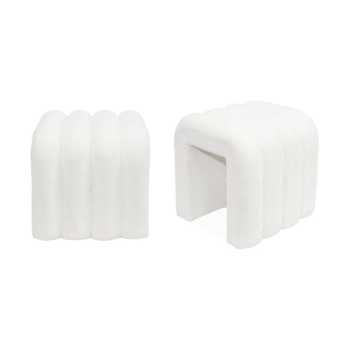 Set De 2 Poufs Contemporains En Tissu Blanc