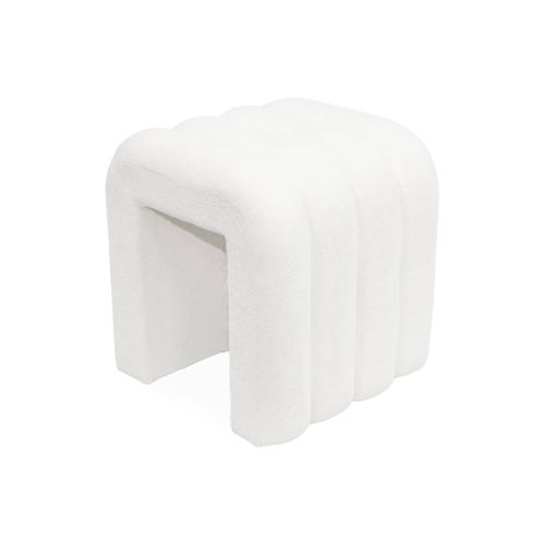 Set De 2 Poufs Contemporains En Tissu Blanc