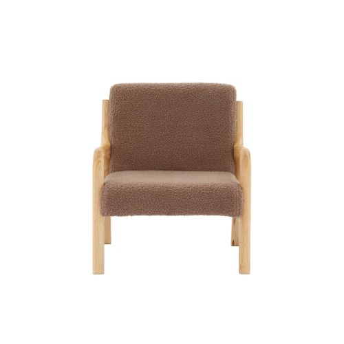 Fauteuil Scandinave Enfant En Bois Et Tissu Bouclette Marron