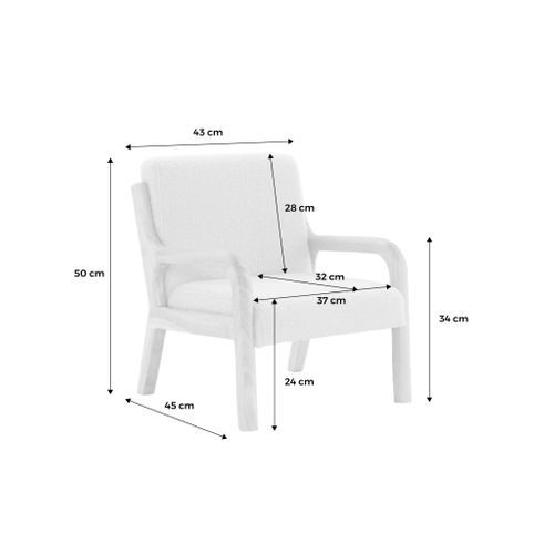 Fauteuil Scandinave Enfant En Bois Et Tissu Bouclette Beige