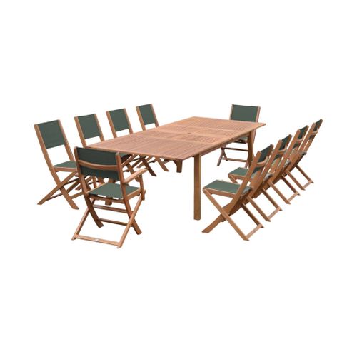 Salon De Jardin En Bois Extensible - Almeria - Grande Table 200/250/300cm Avec 2 Rallonges. 2