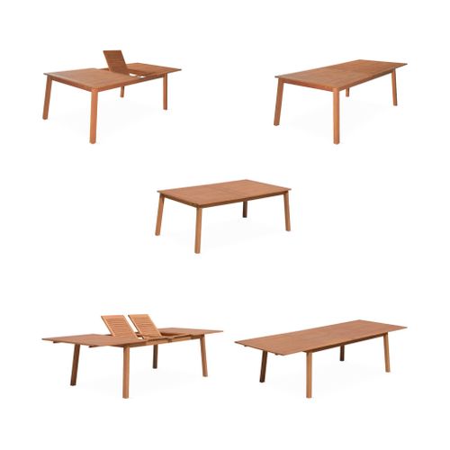 Salon De Jardin En Bois Extensible - Almeria - Grande Table 200/250/300cm Avec 2 Rallonges. 2