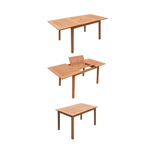 Table De Jardin Extensible Bois D'eucalyptus + 6 Assises - Almeria - Table 120/180cm Avec Rallonge.