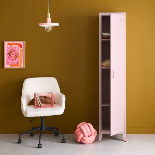 Armoire Chambre En Acier Rose. 4 Espaces De Rangement. Casier