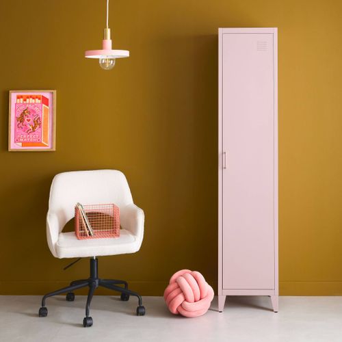 Armoire Chambre En Acier Rose. 4 Espaces De Rangement. Casier