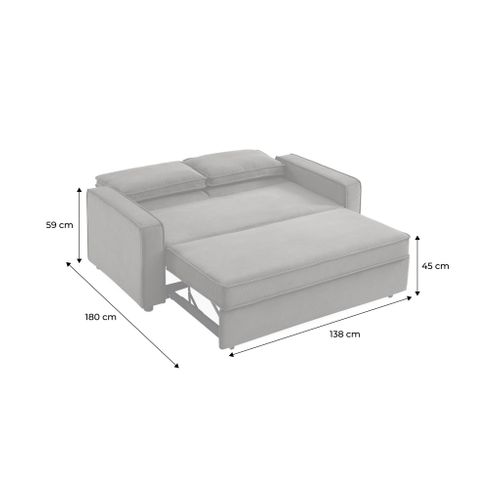 Canapé Convertible 3 Places Gris Clair Velours Côtelé. Banquette. Lit