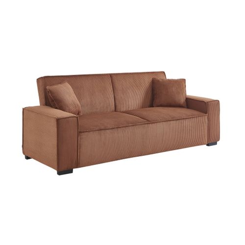 Canapé Convertible 3 Places Camel Velours Côtelé L 231 X P 96.5 X H 80cm