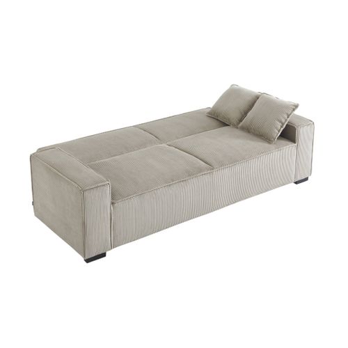 Canapé Convertible 3 Places Beige Velours Côtelé L 231 X P 96.5 X H 80cm