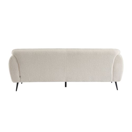 Canapé 3 Places Tissu Bouclette Crème Et Pieds Métal Noir