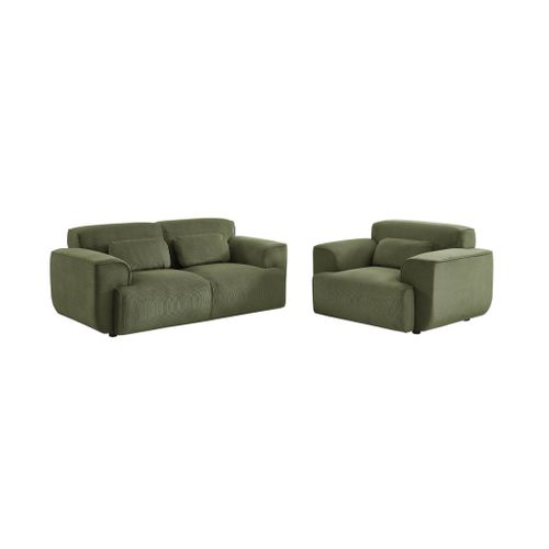 Canapé Wallas. 2 Places. Tissu Velours Côtelé Vert L 180 X P 98 X H 73cm