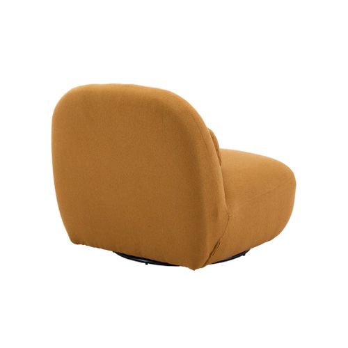 Fauteuil Pivotant 360° En Bouclette Texturée Moutarde. Piètement En Métal Noir Mat - Spino