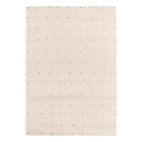 Tapis Enfant à Petits Pois 80x150cm Tapis Intérieur Crème Et Multicolore. Poils Longs Shaggy