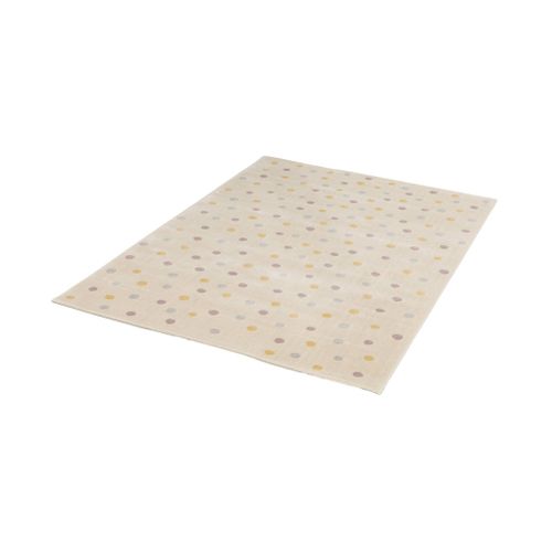 Tapis Enfant à Pois. Crème. Bleu. Jaune Et Violet. Poils Ras
