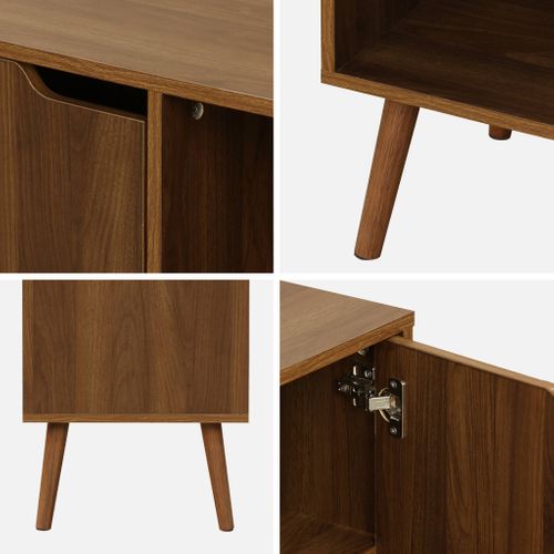 Buffet De Rangement Effet Bois De Noyer 1 Porte. 2 Étagères. Buffet Bas. 80cm