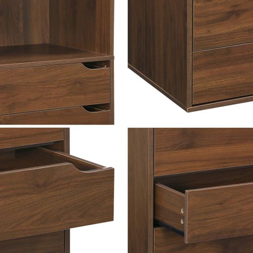 Module Dressing Avec 5 Tiroirs Et 2 Étagères. Noyer. Panneaux Stratifiés