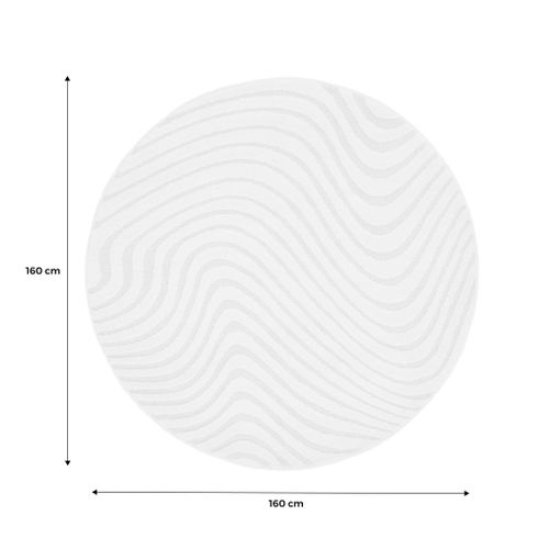 Tapis Rond Intérieur Motifs Ondulations En Relief Crème Ø160cm